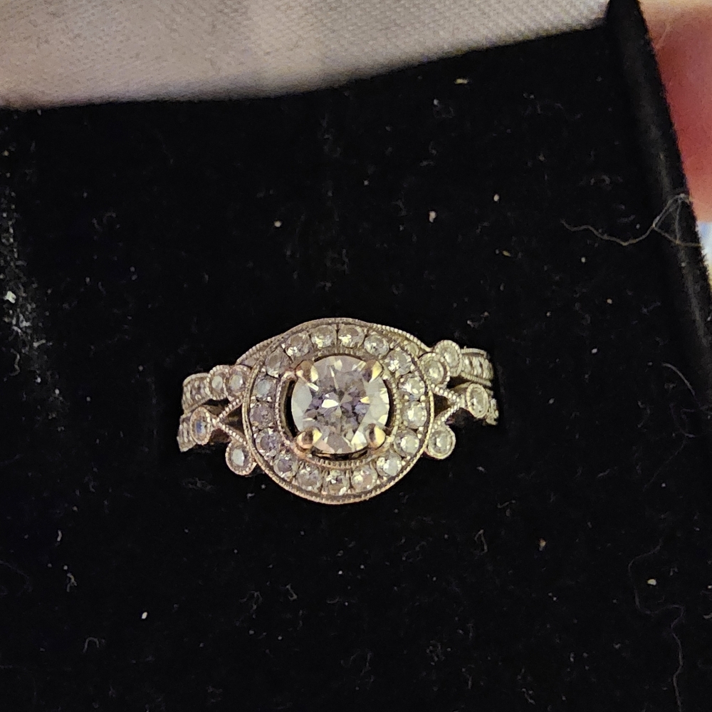 Engagement ring and wedding band.